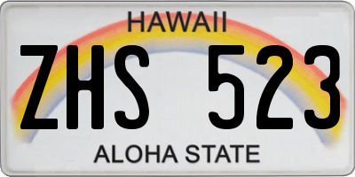 HI license plate ZHS523