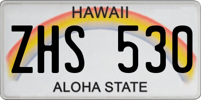 HI license plate ZHS530