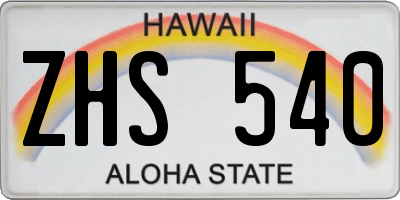 HI license plate ZHS540