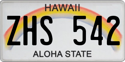 HI license plate ZHS542