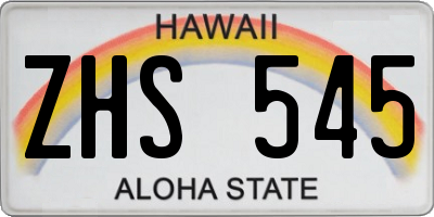 HI license plate ZHS545