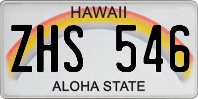 HI license plate ZHS546