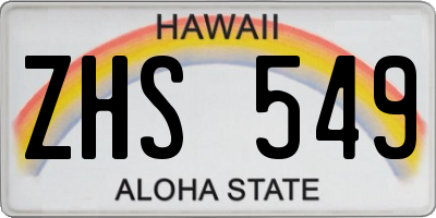 HI license plate ZHS549