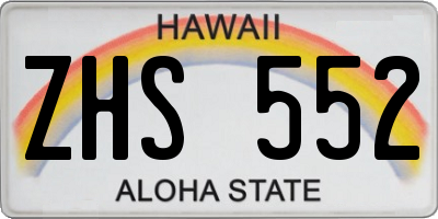 HI license plate ZHS552
