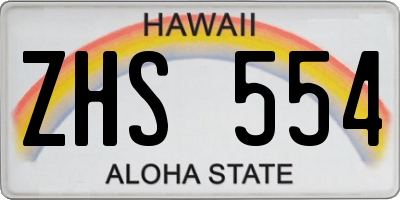 HI license plate ZHS554