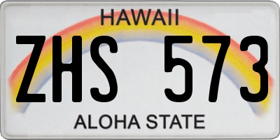 HI license plate ZHS573