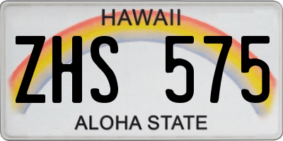 HI license plate ZHS575