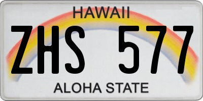 HI license plate ZHS577