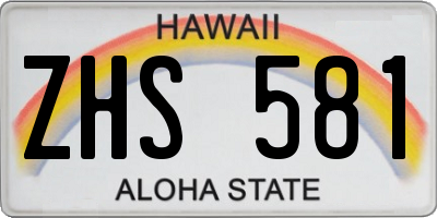 HI license plate ZHS581