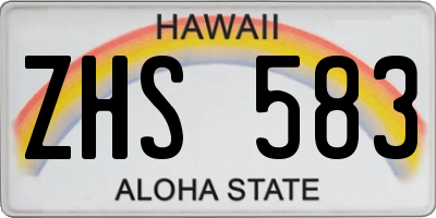 HI license plate ZHS583
