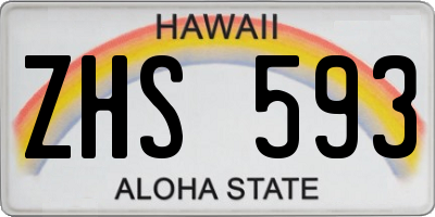 HI license plate ZHS593
