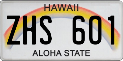 HI license plate ZHS601