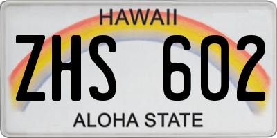 HI license plate ZHS602