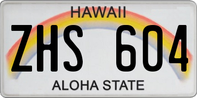 HI license plate ZHS604