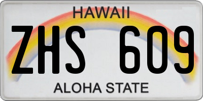 HI license plate ZHS609