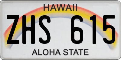HI license plate ZHS615