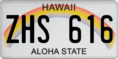 HI license plate ZHS616