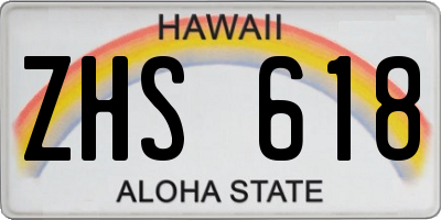 HI license plate ZHS618