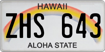 HI license plate ZHS643