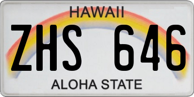 HI license plate ZHS646