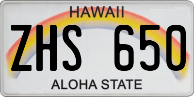 HI license plate ZHS650