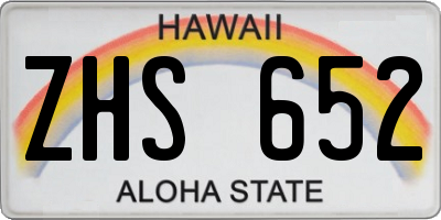 HI license plate ZHS652
