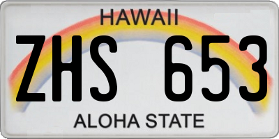 HI license plate ZHS653