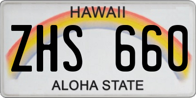 HI license plate ZHS660