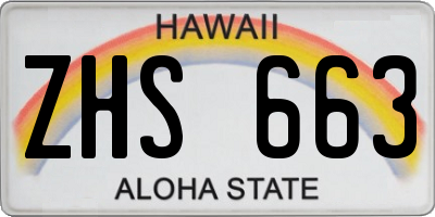 HI license plate ZHS663