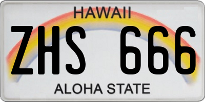 HI license plate ZHS666