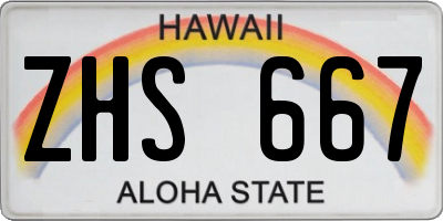 HI license plate ZHS667