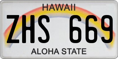 HI license plate ZHS669