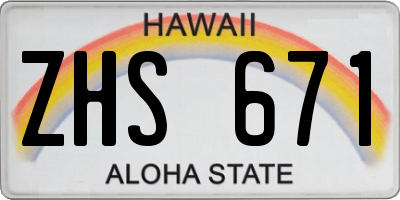 HI license plate ZHS671