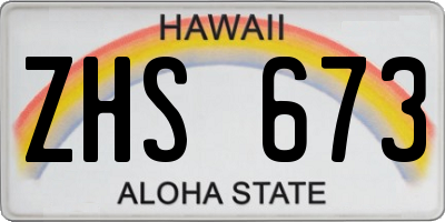 HI license plate ZHS673