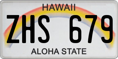 HI license plate ZHS679