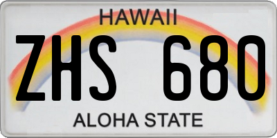 HI license plate ZHS680