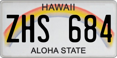 HI license plate ZHS684
