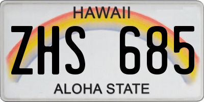 HI license plate ZHS685
