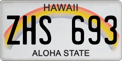 HI license plate ZHS693