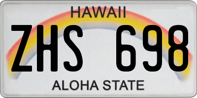 HI license plate ZHS698