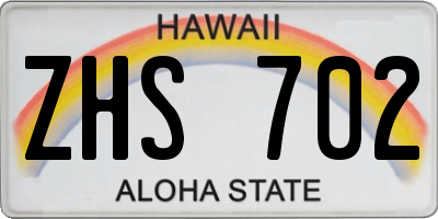 HI license plate ZHS702
