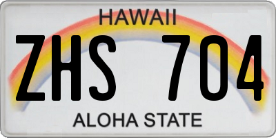 HI license plate ZHS704