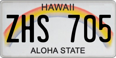 HI license plate ZHS705