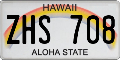 HI license plate ZHS708