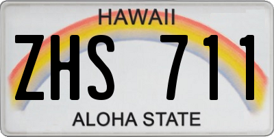 HI license plate ZHS711