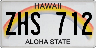HI license plate ZHS712