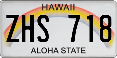 HI license plate ZHS718