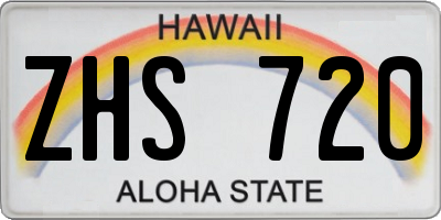 HI license plate ZHS720