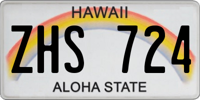 HI license plate ZHS724