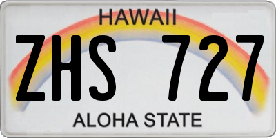 HI license plate ZHS727